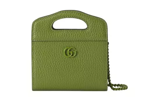 GUCCI Женский кожаный держатель карт GG Marmont, зеленый