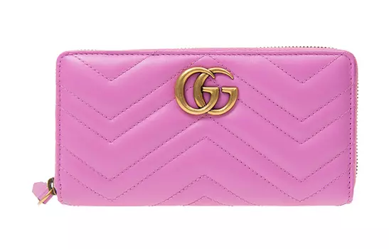GUCCI Женский кожаный кошелек Marmont Quilting, цвет фуксия