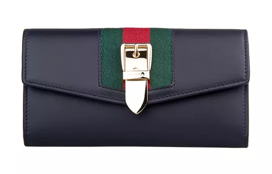 GUCCI Женский кожаный кошелек Sylvie, черный, стандартный