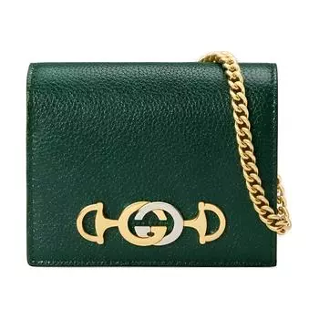 GUCCI Женский кожаный кошелек Zumi, сумка, держатель карт, темно-зеленый