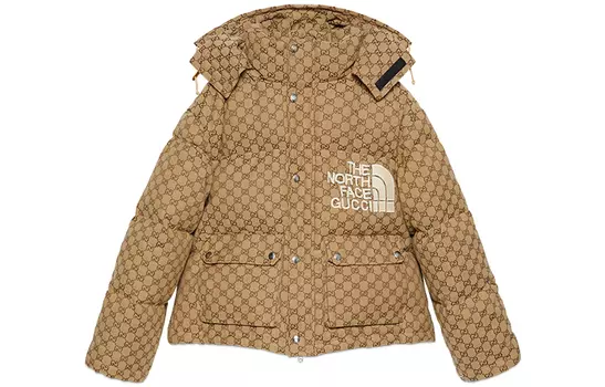 Пуховик женский Gucci x The North Face, коричневый