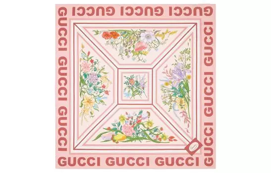 GUCCI Женский шелковый шарф, Pink