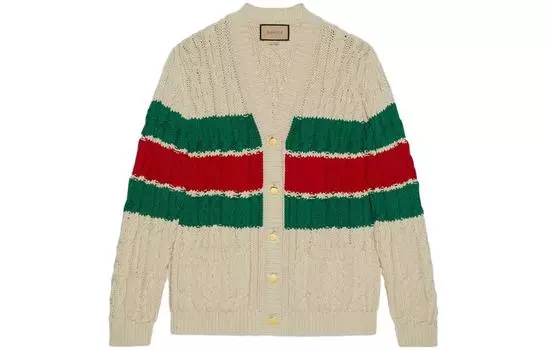 Кардиган женский Gucci, бежевый / зеленый / красный