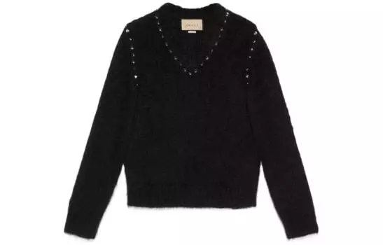 Свитер женский Gucci Studded V-neck, черный