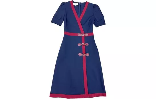 Платье женское Gucci с короткими рукавами, синий / красный