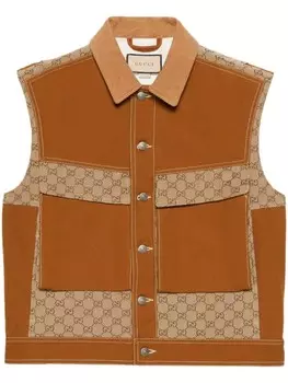 Gucci жилет с логотипом GG, коричневый