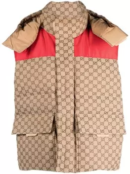 Gucci жилет с узором GG Supreme, нейтральный цвет