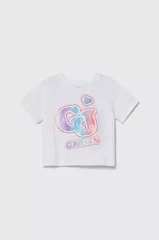 Guess Детская хлопковая футболка, белый
