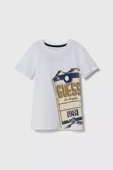Guess Детская хлопковая футболка, белый