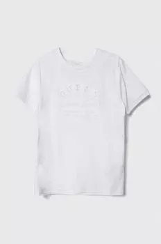 Guess Детская хлопковая футболка, белый