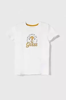 Guess Детская хлопковая футболка, белый