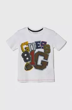 Guess Детская хлопковая футболка, белый