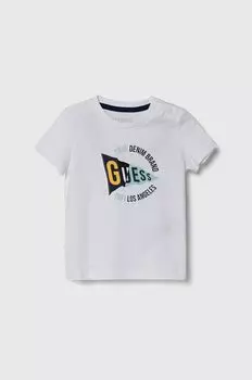 Guess Детская хлопковая футболка, белый