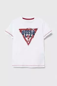 Guess Детская хлопковая футболка, белый