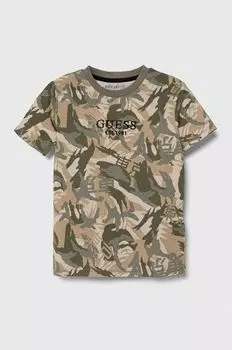 Guess Детская хлопковая футболка, бежевый