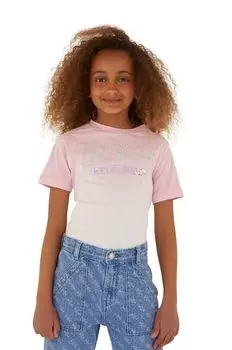 Guess Детская хлопковая футболка, розовый