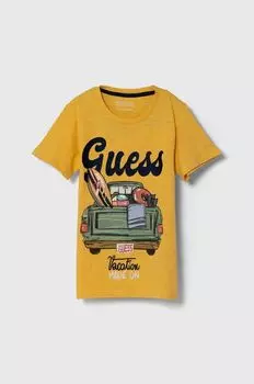 Guess Детская хлопковая футболка, желтый