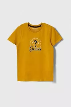 Guess Детская хлопковая футболка, желтый