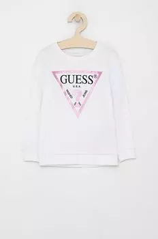 Guess Детская хлопковая толстовка, белый
