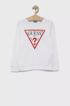 Guess Детская хлопковая толстовка, белый