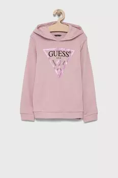 Guess Детская хлопковая толстовка, розовый
