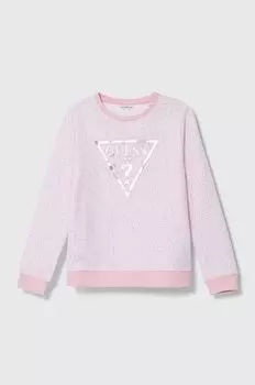 Guess Детская хлопковая толстовка, розовый