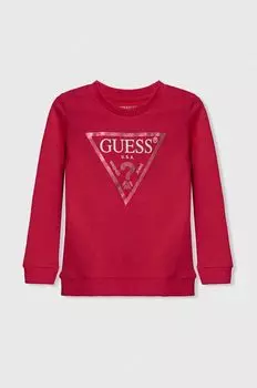 Guess Детская хлопковая толстовка, розовый