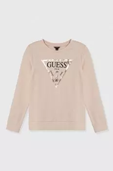 Guess Детская хлопковая толстовка, розовый