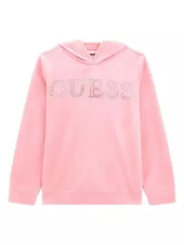 Guess kids толстовка с капюшоном, украшенная логотипом, розовый