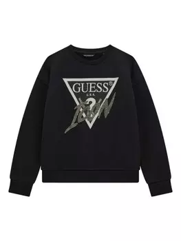 Guess kids толстовка с логотипом, черный