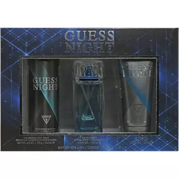 Guess Night Mens, 3,4 унции EDT, спрей для тела на 6 унций, гель для душа на 6,7 унции