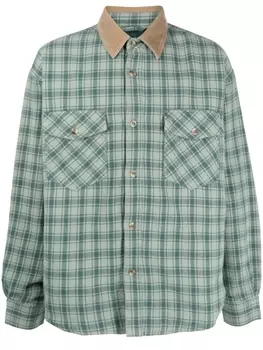 GUESS USA plaid-check shirt jacket, зеленый