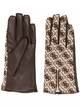 GUESS USA жаккардовые перчатки Izzy с логотипом 4G, коричневый
