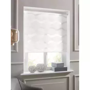 Guido Maria Kretschmer Home&Living двойная рулонная штора «Волны», светозащита, без сверления, свободно висит, фиксированный размер, зажимная опора, белый