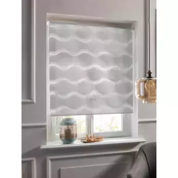 Guido Maria Kretschmer Home&Living двойная рулонная штора «Волны», светозащита, без сверления, свободно висит, фиксированный размер, зажимная опора, цвет silbergrau