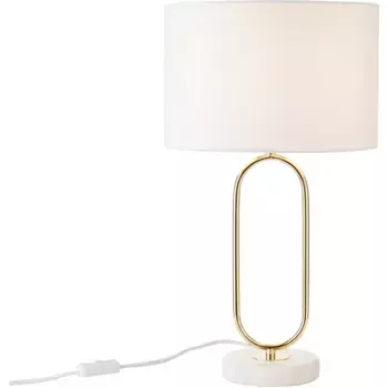 Guido Maria Kretschmer Home&Living Настольная лампа «Zeria», 1 лампочка, лампочка E27 | без лампочки, настольная лампа GMK, мраморная основа, металлический каркас, тканевый абажур, цвет wei gold