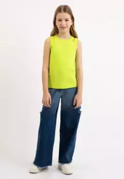 Gulliver Комфортные джинсы с разрезами по бокам, синий