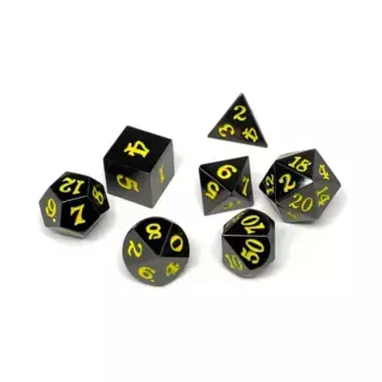 Gun Metal с желтым (7), Dice - Metal 7 Piece Poly Sets (Easy Roller Dice)