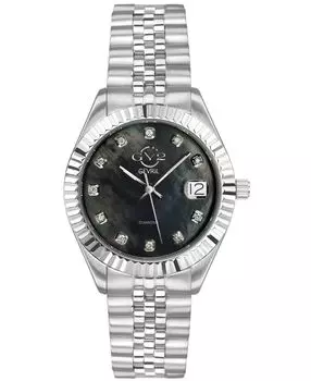 GV2 Женские часы Неаполь серебристого цвета из нержавеющей стали, швейцарские кварцевые часы-браслет, 34 мм Gevril