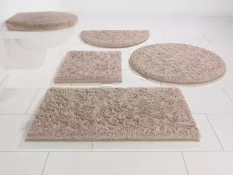 Гвидо Мария Кречмер Коврик для ванной Home&Living "Jari", высота 30 мм, с противоскользящим покрытием, быстросохнущий, износостойкий Guido Maria Kretschmer Home&Living полукруглый (50х80 см), серо-коричневый