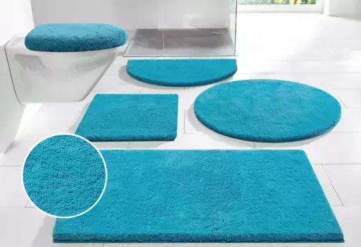 Гвидо Мария Кречмер Коврик для ванной Home&Living "Jari", высота 30 мм, с противоскользящим покрытием, быстросохнущий, износостойкий Guido Maria Kretschmer Home&Living прямоугольный (60х100 см), бирюзовый