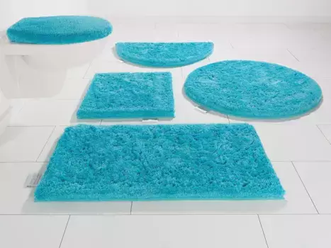 Гвидо Мария Кречмер Коврик для ванной Home&Living "Jari", высота 30 мм, с противоскользящим покрытием, быстросохнущий, износостойкий Guido Maria Kretschmer Home&Living прямоугольный (55х50 см), бирюзовый