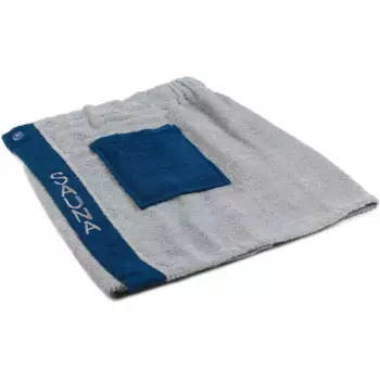 Gzze Kilt «Sauna Kilt», мужской полотенце-халат для сауны, 100% хлопок, регулируемые пуговицы, вышивка, темно-синий