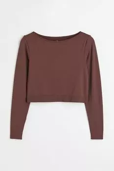 H&amp;M+ Бесшовный спортивный топ, темно коричневый