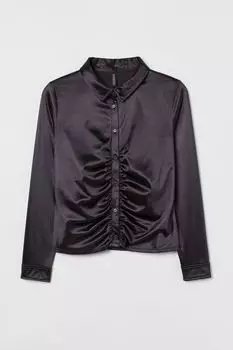 H&amp;M+ Блуза с рюшами, черный