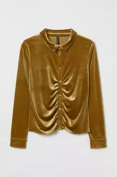 H&amp;M+ Блуза с рюшами, желто-зеленый