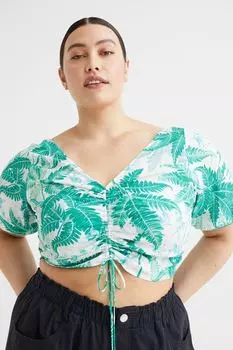 H&amp;M+ блузка с V-образным вырезом, белый/папоротники