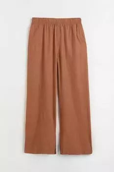 H&amp;M+ Брюки из смесового льна, светло-коричневый