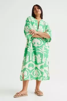 H&amp;M+ Длинное платье-туника, зеленый/пальмы