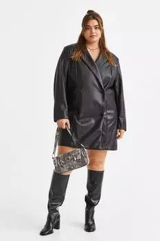 H&amp;M+ Двубортное платье-пиджак, черный